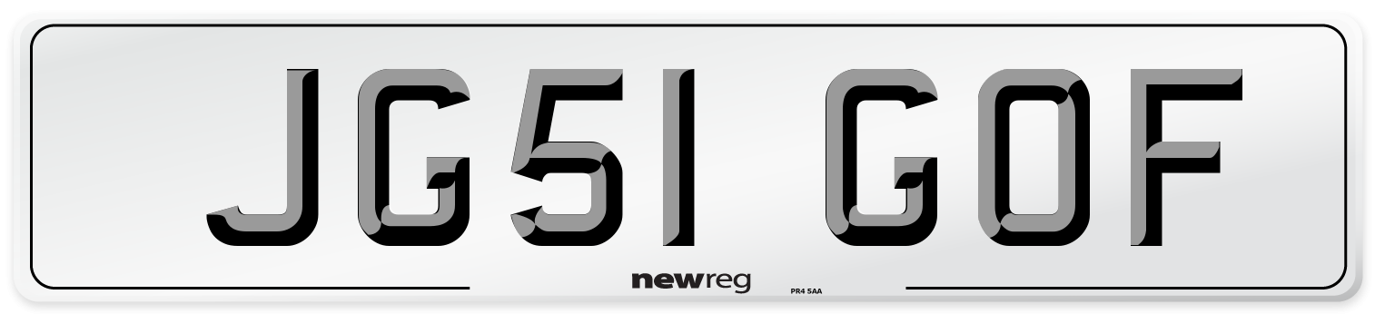 JG51 GOF Number Plate from New Reg